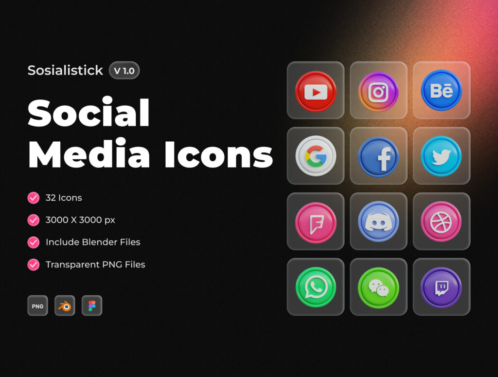 Sosialistick – Download Free 3D Social Media Icons Pack